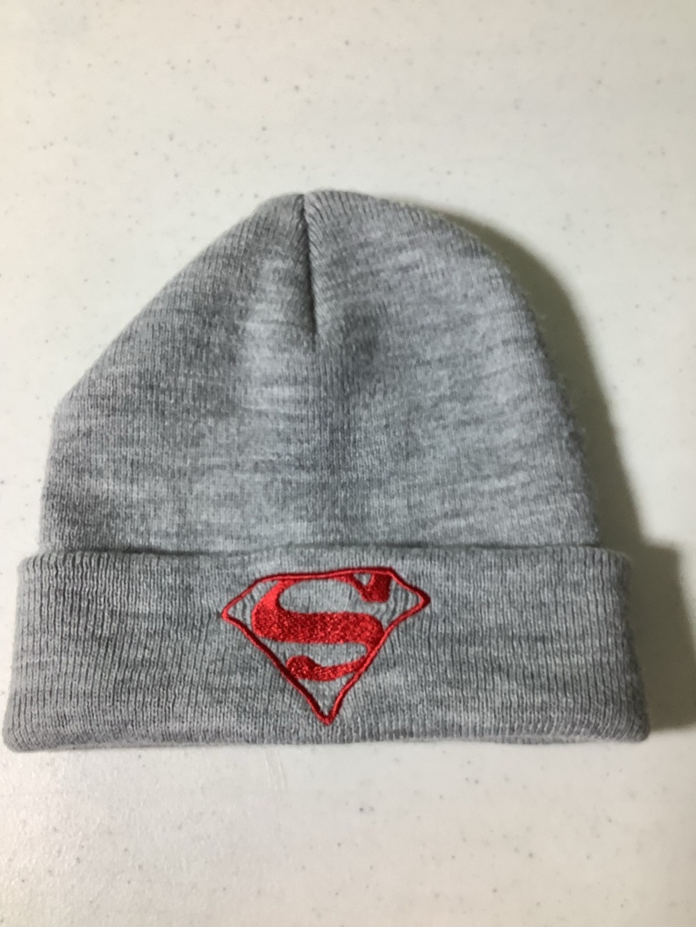 Superman gray beanie with red embroidery
